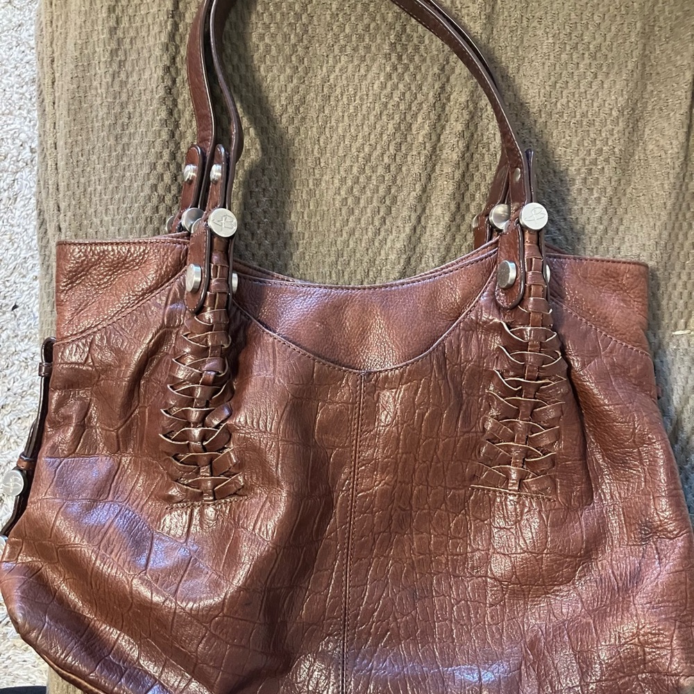 B Makowsky Brown Leather Tote Bag